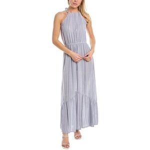 Lovestitch Blue and White Striped Halter Maxi Dress
